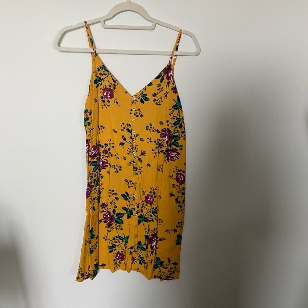 YELLOW FLORAL STRAP DRESS